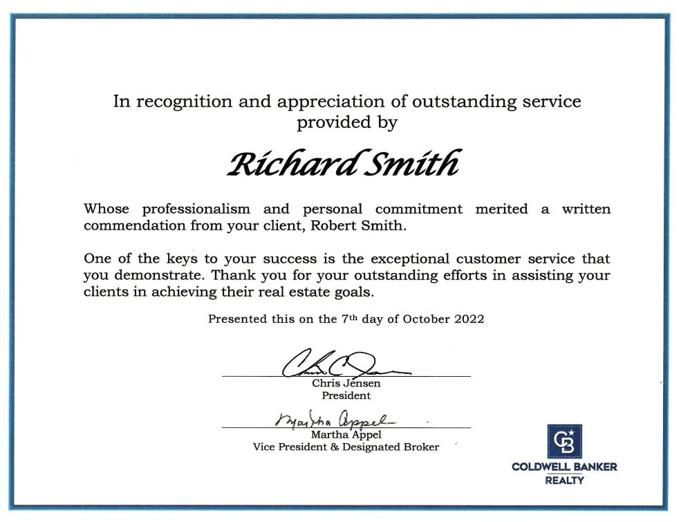 Smith Customer Service Award 10_22